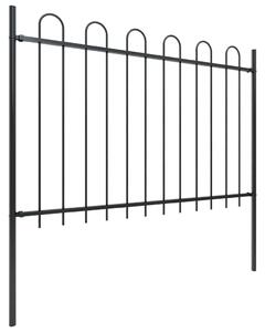 Garden Fence with Hoop Top Steel 8.5x1.2 m Black