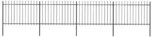 Garden Fence with Spear Top Steel 6.8x1.2 m Black