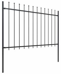 Garden Fence with Spear Top Steel 17x1.2 m Black