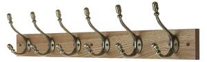 6 Deco Antique Brass Hook on Light Rustic Board
