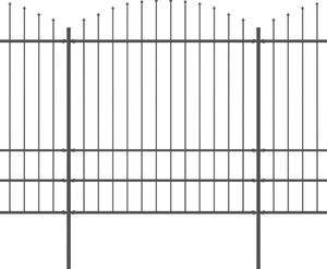 Garden Fence with Spear Top Steel (1.75-2)x13.6 m Black