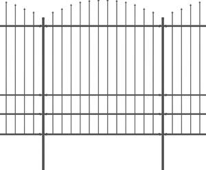 Garden Fence with Spear Top Steel (1.75-2)x15.3 m Black