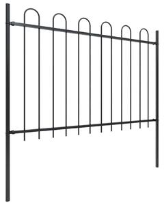 Garden Fence with Hoop Top Steel 15.3x1.2 m Black