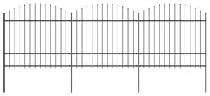 Garden Fence with Spear Top Steel (1.5-1.75)x5.1 m Black