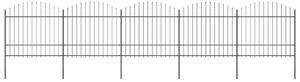 Garden Fence with Spear Top Steel (1.5-1.75)x8.5 m Black