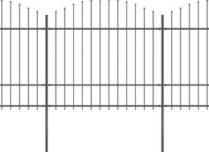 Garden Fence with Spear Top Steel (1.5-1.75)x15.3 m Black