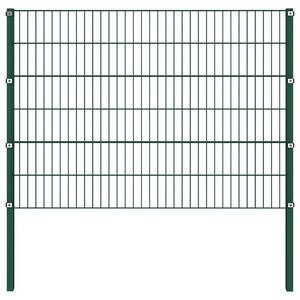 Fence Panel with Posts Iron 3.4x1.2 m Green