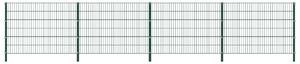 Fence Panel with Posts Iron 6.8x1.2 m Green