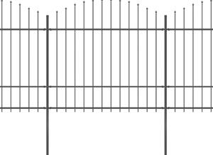 Garden Fence with Spear Top Steel (1.5-1.75)x13.6 m Black