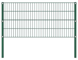 Fence Panel with Posts Iron 11.9x0.8 m Green