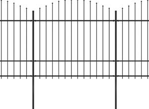 Garden Fence with Spear Top Steel (1.5-1.75)x10.2 m Black