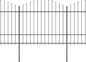 Garden Fence with Spear Top Steel (1.5-1.75)x11.9 m Black