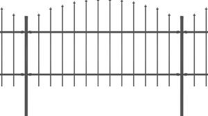 Garden Fence with Spear Top Steel (1-1.25)x15.3 m Black