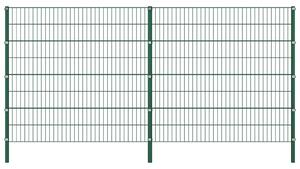 Fence Panel with Posts Iron 3.4x1.6 m Green