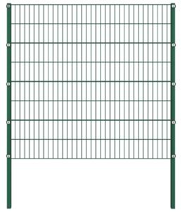 Fence Panel with Posts Iron 6.8x1.6 m Green