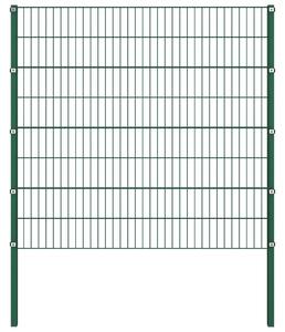 Fence Panel with Posts Iron 5.1x1.6 m Green
