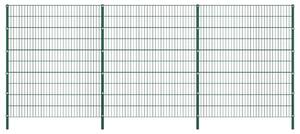 Fence Panel with Posts Iron 5.1x2 m Green