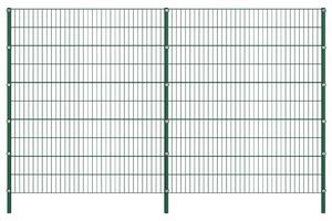 Fence Panel with Posts Iron 3.4x2 m Green