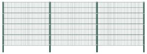 Fence Panel with Posts Iron 5.1x1.6 m Green