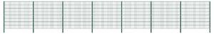 Fence Panel with Posts Iron 11.9x1.6 m Green