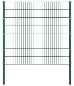 Fence Panel with Posts Iron 1.7x1.6 m Green