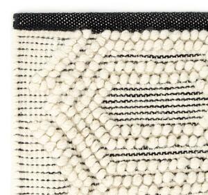 Rug Handwoven Wool 80x150 cm White/Black