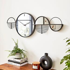 Elements Abstract Mirrored Wall Art Clock Black