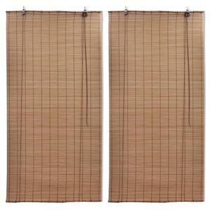 Bamboo Roller Blinds 2 pcs 100x160 cm Brown