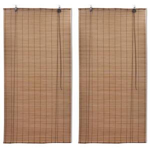 Bamboo Roller Blinds 2 pcs Brown 120x220 cm