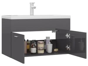 Grey Gloss Sink Cabinet with Built-in Basin