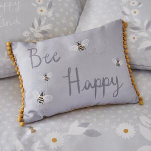 Bee Happy Grey Cushion Grey/Yellow/Black