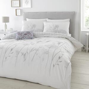 Catherine Lansfield Meadowsweet Floral Bedding Set White and Grey