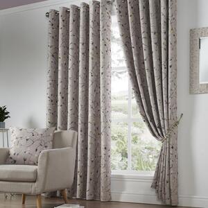 Blossom Bud Ready Made Eyelet Blackout Curtains Pink