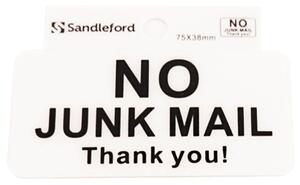 Self Adhesive No Junk Mail Sign - 75 x 75mm