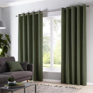 Fusion Sorbonne Ready Made Eyelet Curtains Bottle Green