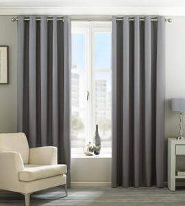 Riva Home Eclipse Blackout Lined Ready Made Eyelet Curtains Silver
