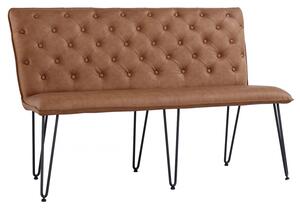 Studded Back Tan Leather Dining Bench
