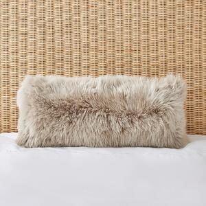 Dorma Natural Sheepskin Long Boudoir Cushion Beige