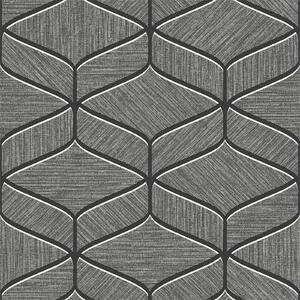 Belgravia Decor Luciano Geometric Embossed Metallic Gunmetal Grey Wallpaper