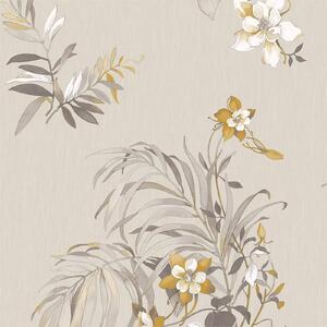 Belgravia Decor Botanique Floral Textured Gitter Yellow Wallpaper