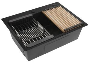 Steel sink with 3-piece accessory set REA Liam Black