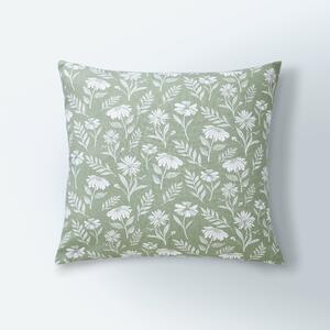 Timeless Floral Print Cushion Cover Green and White
