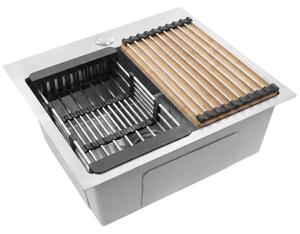 Steel sink with 3-piece accessory set REA Leo 50 Brush Nickel