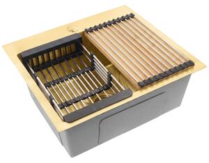 Steel sink with 3-piece accessory set REA Leo 50 Brush Gold