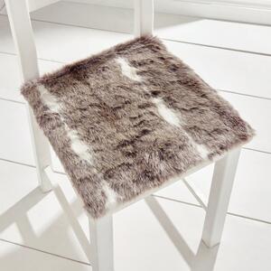 Faux Fur Natural Square Seat Pad Grey