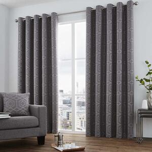 Curtina Camberwell Lined Ready Made Eyelet Curtains Graphite