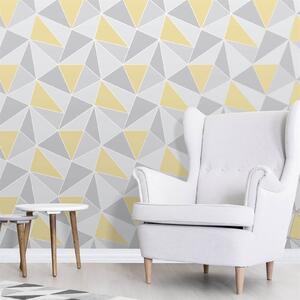 Fresco Apex Geometric Wallpaper - Yellow & Metallic Silver