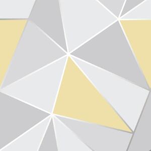Fresco Apex Geometric Wallpaper - Yellow & Metallic Silver