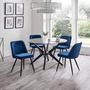 Burgess Set of 2 Dining Chairs, Velvet Blue