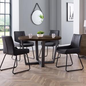 Brooklyn 4 Seater Round Dining Table, Oak Brown